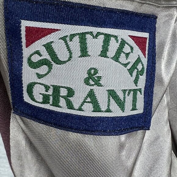 Sutter & Grant Mens 44L Burgundy Wool Blazer Gold Crest Buttons Academia Preppy - Picture 14 of 15